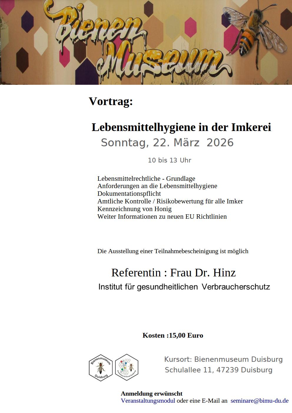 2026 Bimu Lebensmittelhygiene in der Imkerei